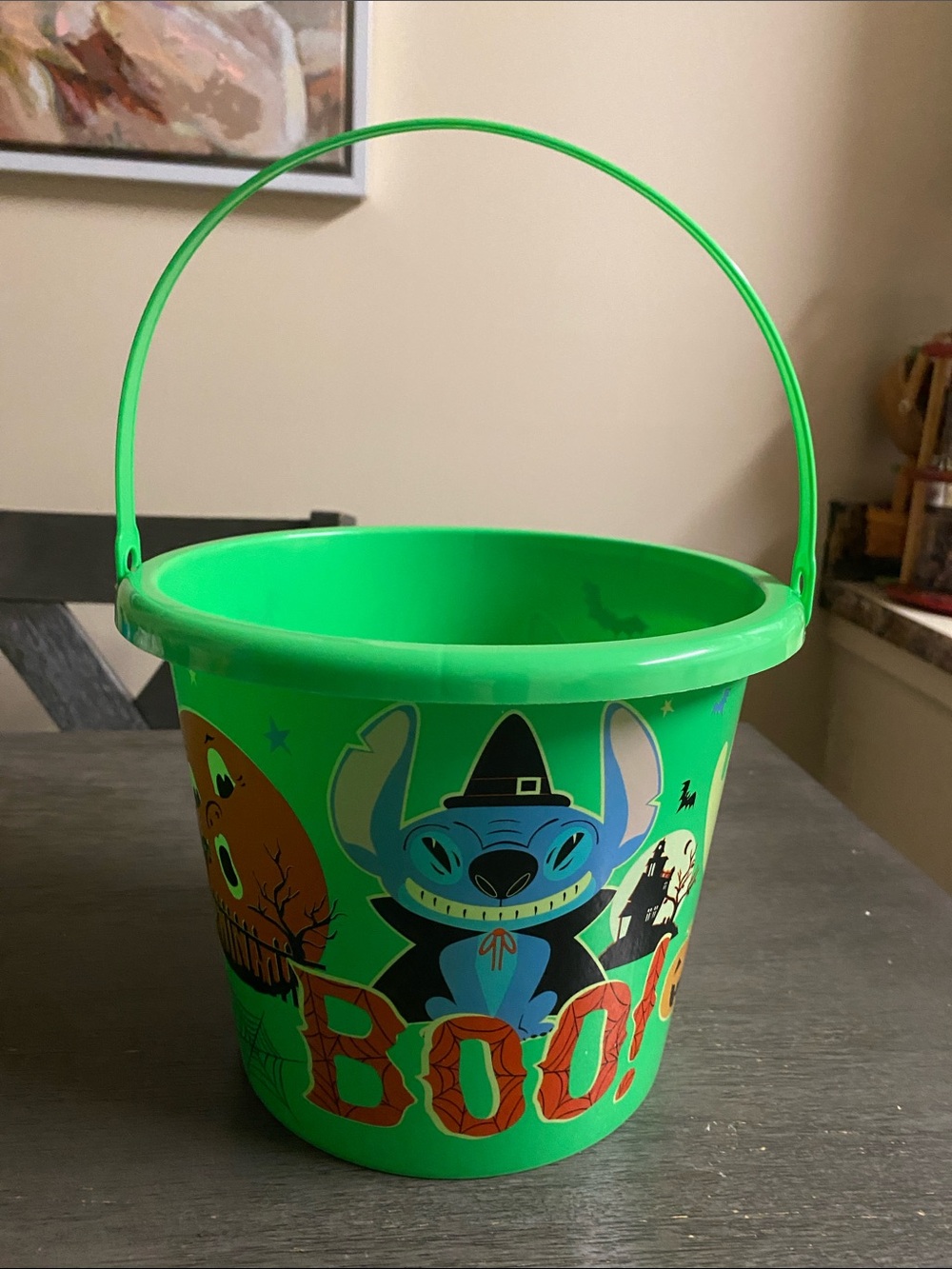 Disney Green Stitch Halloween Candy Pail